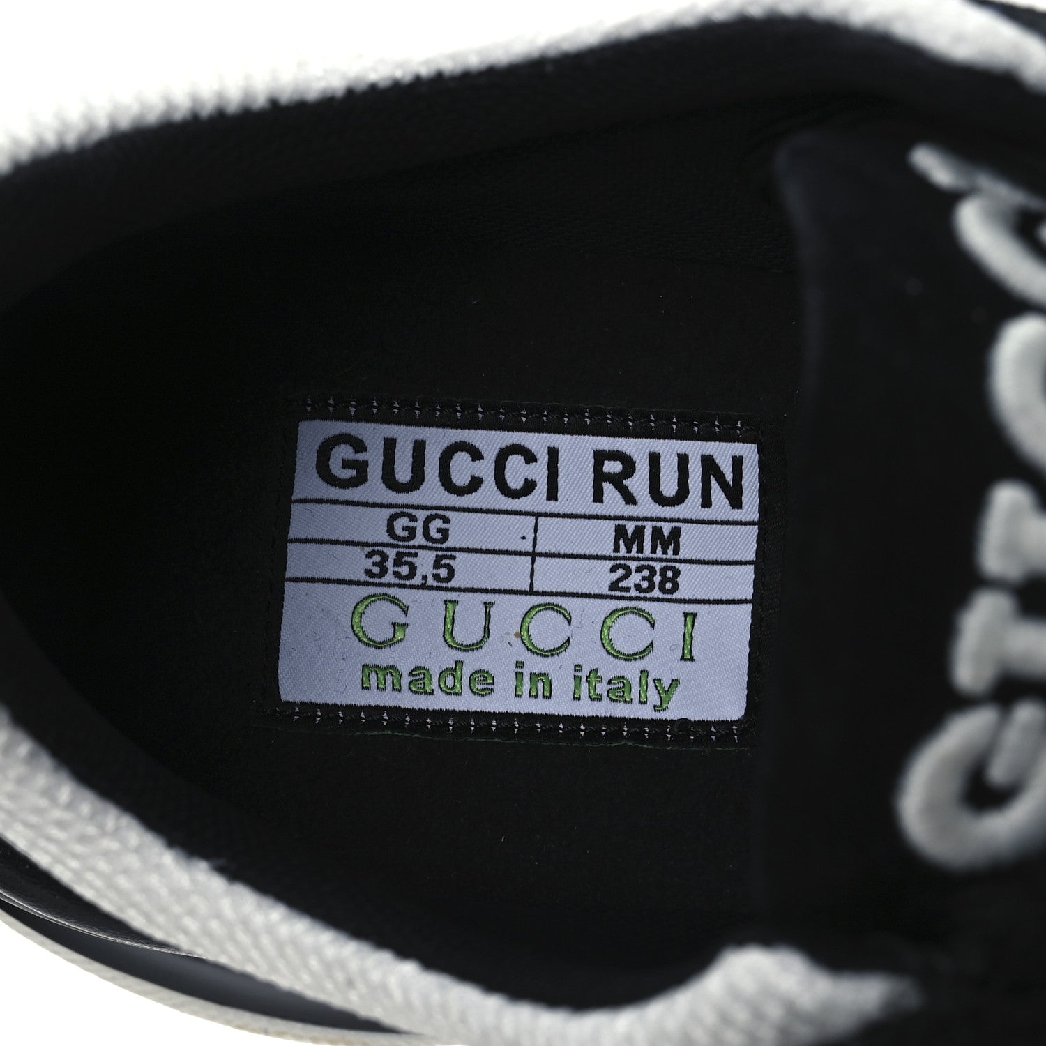 Gucci Technical Knit Fabric Suede Calfskin Womens Gucci Run Sneakers 35.5 Black White 9 of 12