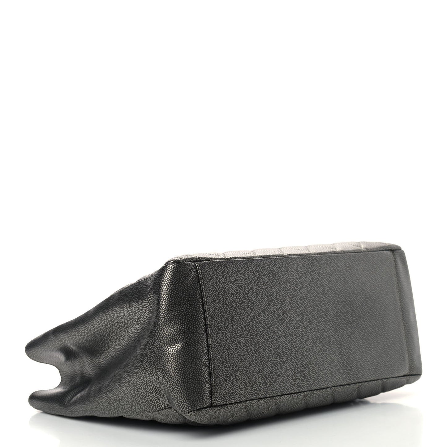 Metallic Caviar Quilted Grand Shopping Tote GST Dark Silver