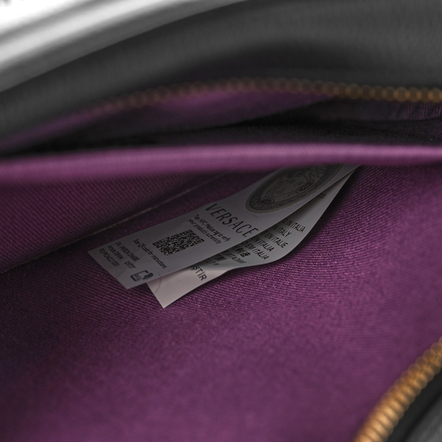 Grained Calfskin Medusa Camera Bag Black