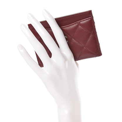 Chanel Lambskin Quilted Card Holder Burgundy 2 of 9
