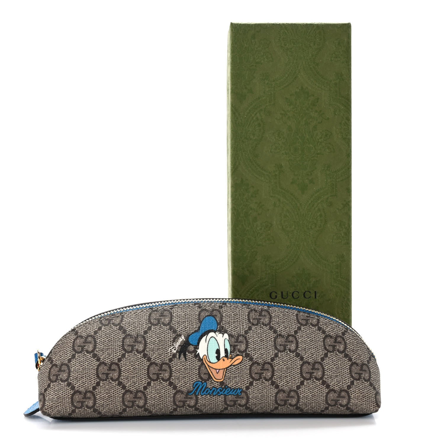 Gucci X DISNEY GG Supreme Monogram Donald Duck Pencil Case Blue 8 of 8