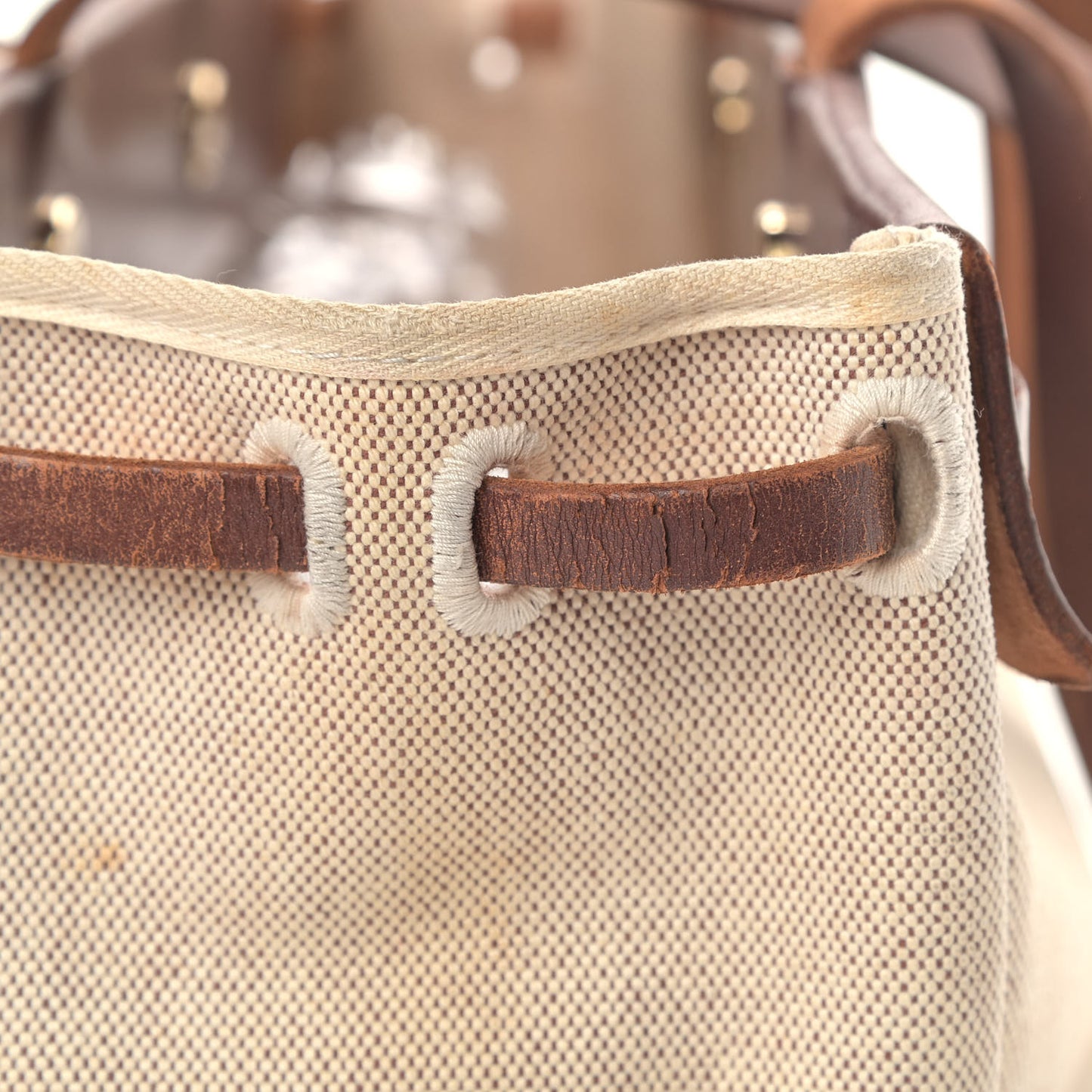 Toile Vache Calfskin Herbag Cabas Havane