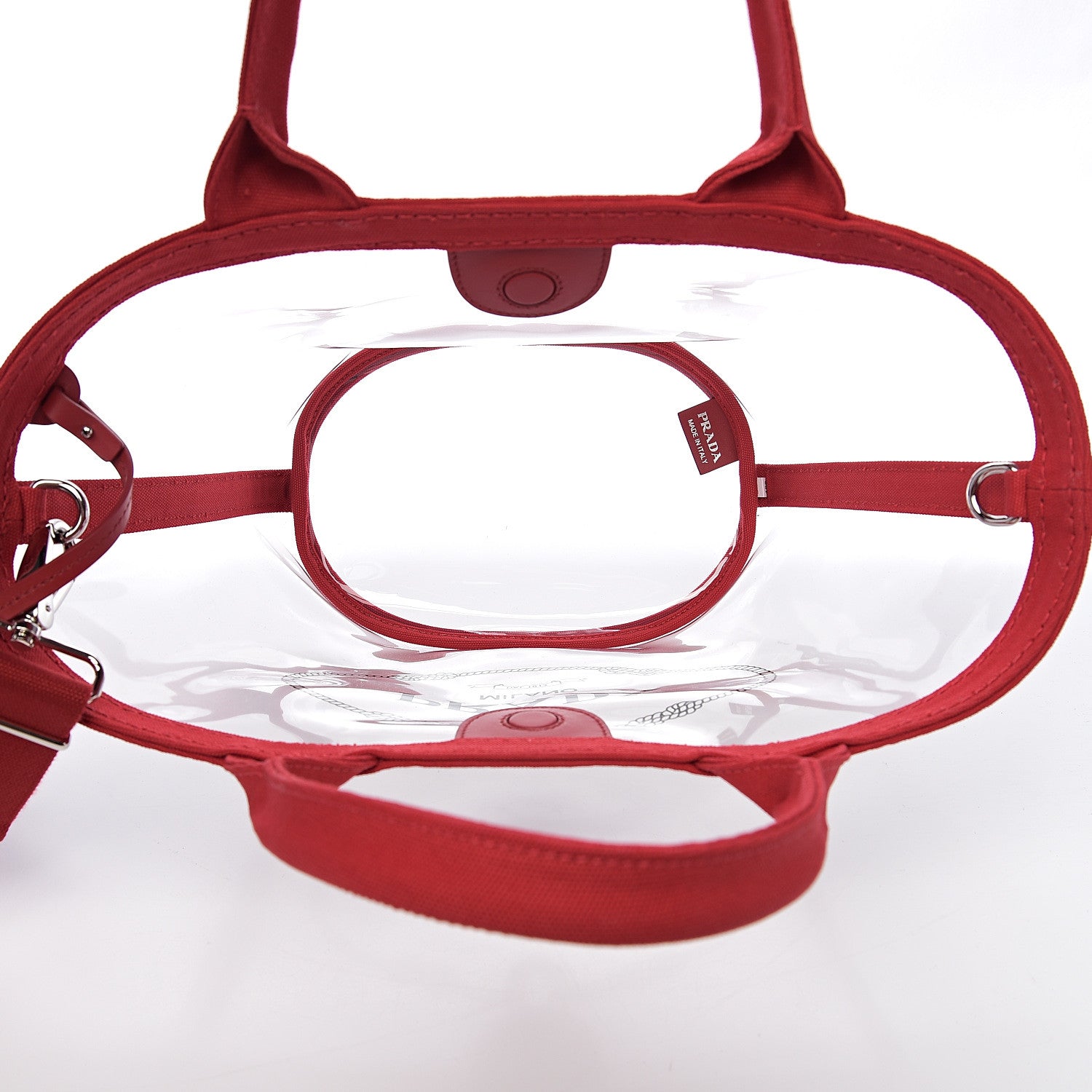 Prada Plexiglass Canapa Small Shopper Tote Rosso 5 of 10