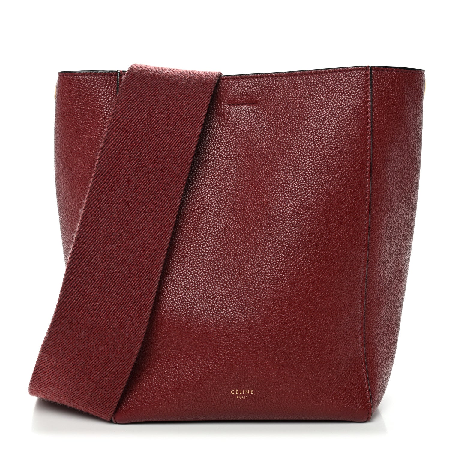 Celine Soft Grained Calfskin Small Sangle Bucket Bag Burgundy 1 of 12