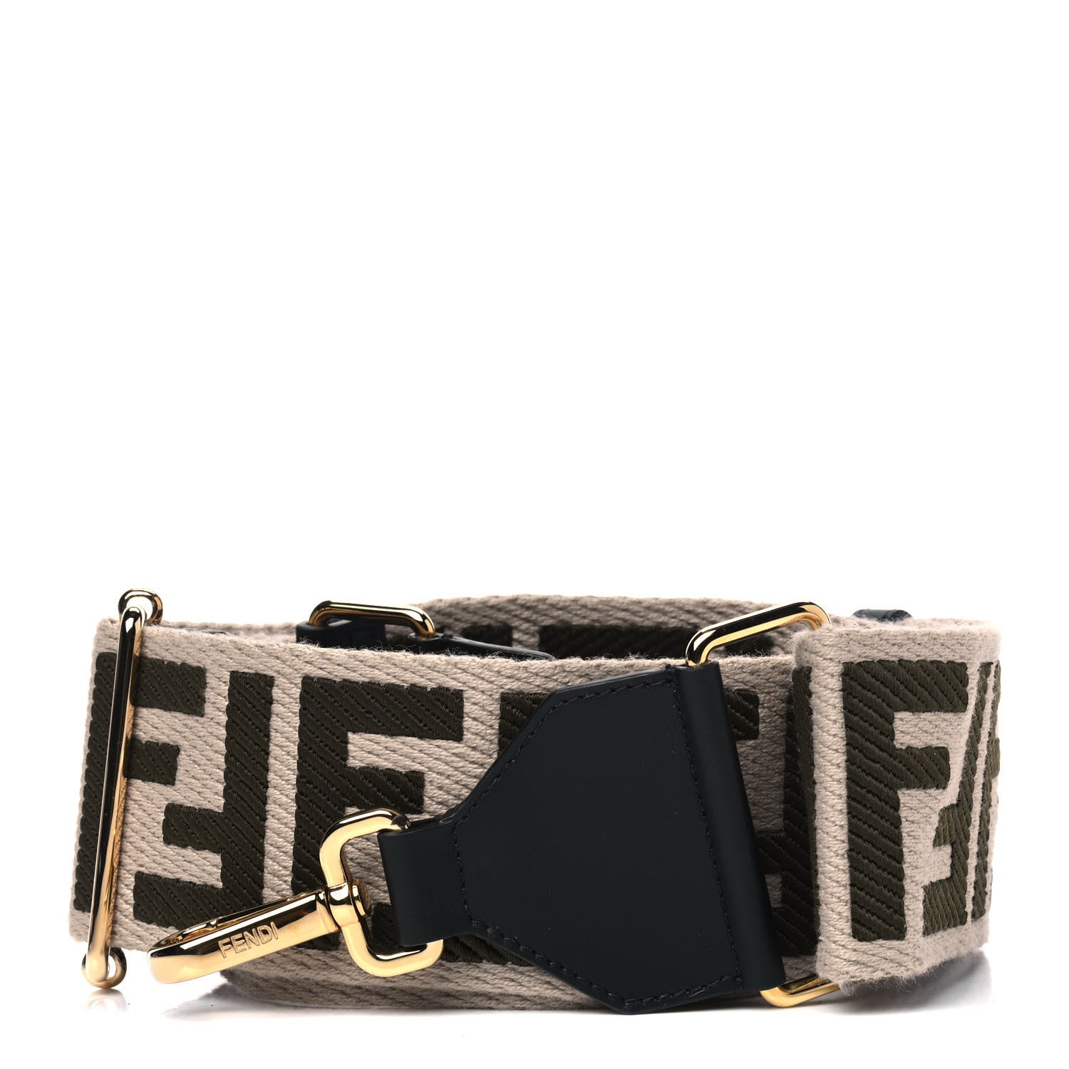 Fendi Ribbon Vitello Century FF 1974 Adjustable Strap You Nuvola Verde Black 1 of 3