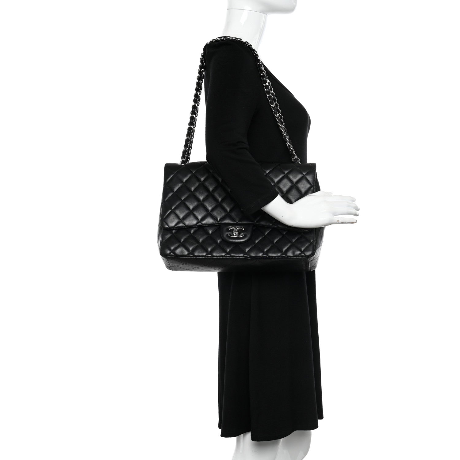 Chanel Lambskin Quilted Maxi Single Flap Black 2 of 12