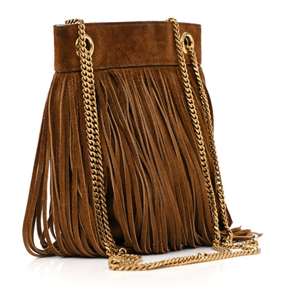 Saint Laurent Suede Calfskin Small Grace Fringed Hobo Bag Light Ocre 3 of 12