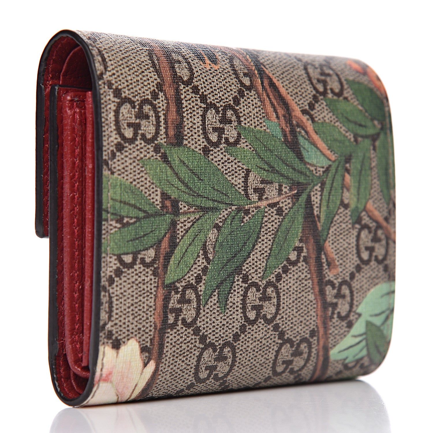 Gucci GG Supreme Monogram Tian Padlock Wallet Beige Multicolor Red 3 of 10
