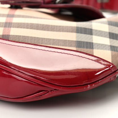 Burberry Patent Nova Check Brook Hobo Military Red 10 of 13