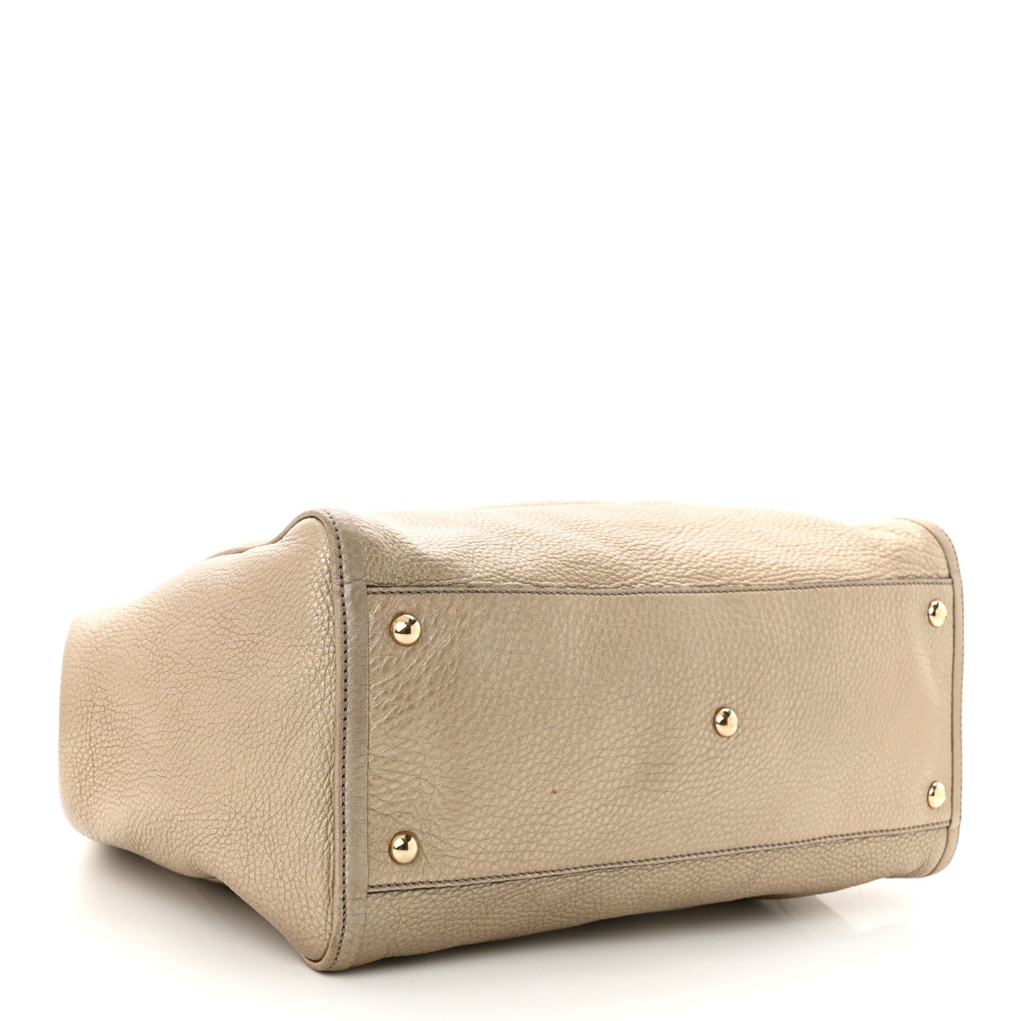 Metallic Pebbled Calfskin Medium Soho Shoulder Bag Gold