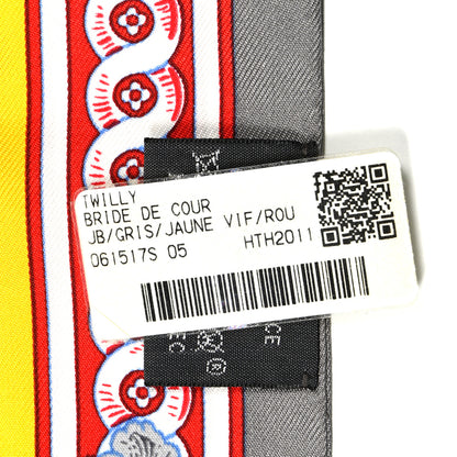 Hermes Silk Bride De Cour Twilly Gris Jaune Vif Rouge 4 of 4