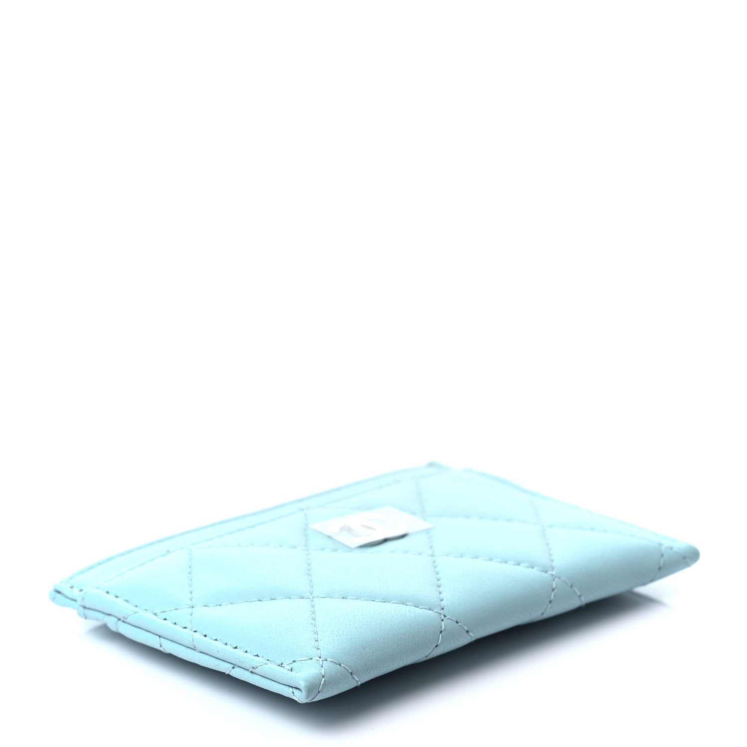 Chanel Lambskin Quilted Card Holder Neon Blue 7 of 16