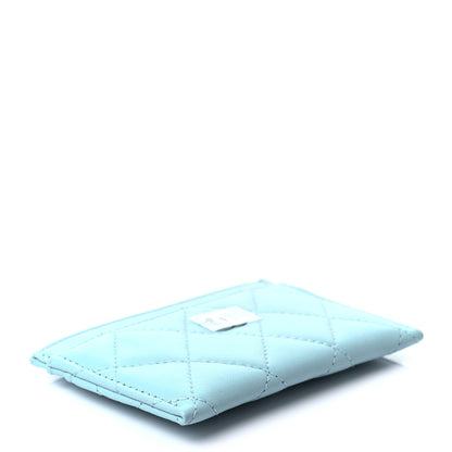 Chanel Lambskin Quilted Card Holder Neon Blue 7 of 16