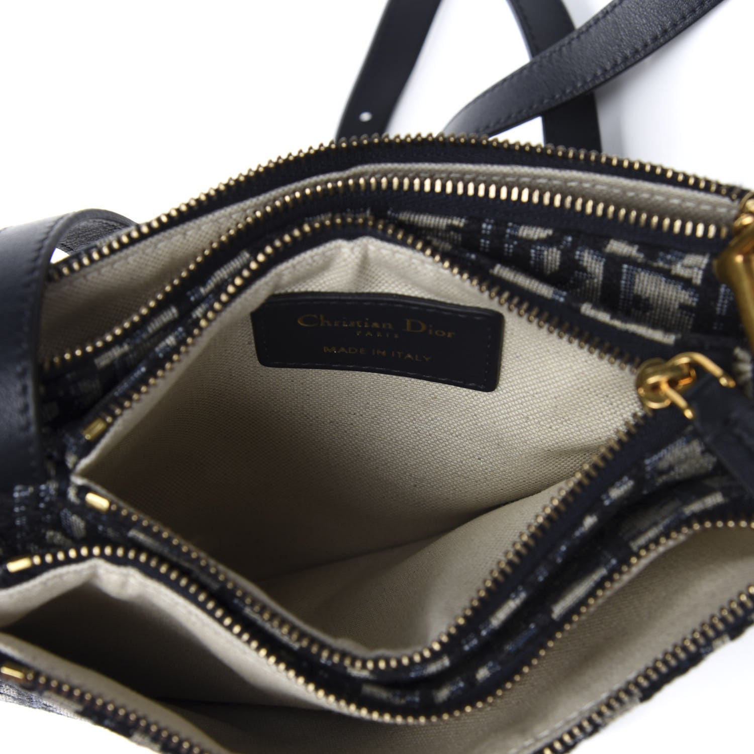 Christian Dior Oblique Saddle Pouch With Strap Navy Blue 5 of 9