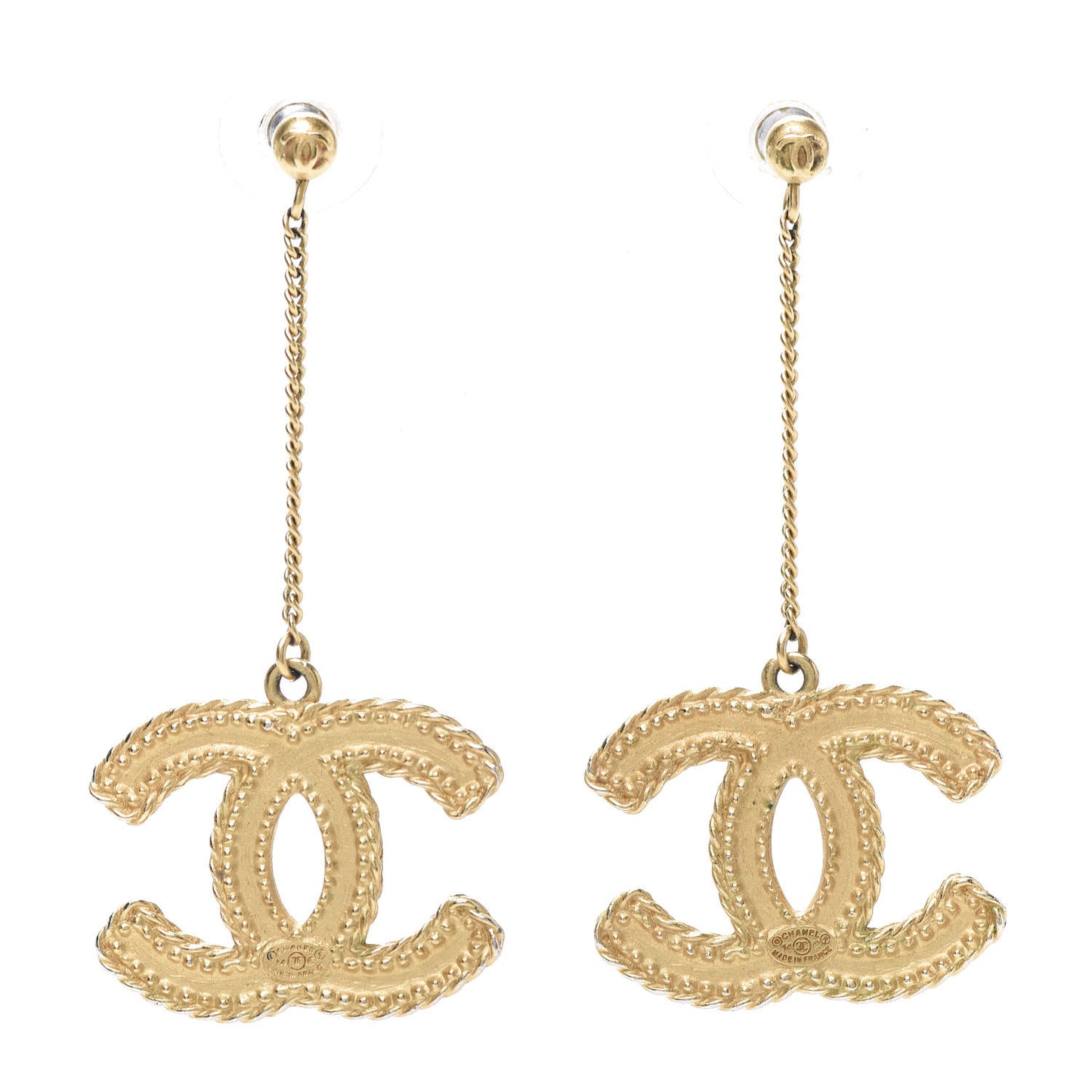 CC Drop Earrings Matte Gold