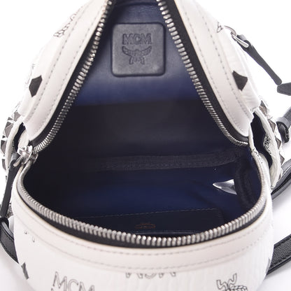 MCM Visetos Studded X-Mini Bebe Boo Backpack White 5 of 14