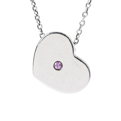 Tiffany Sterling Silver Paloma Picasso Pink Sapphire Solid Heart Necklace 4 of 7