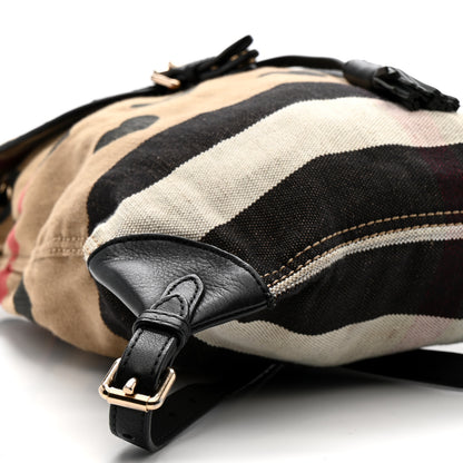 Burberry Overdyed Canvas Mega Check Heart Print Medium Chiltern Backpack Black 9 of 13