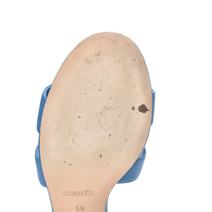 Hermes Epsom Oasis Sandals 38 Bleu Curacao 10 of 14