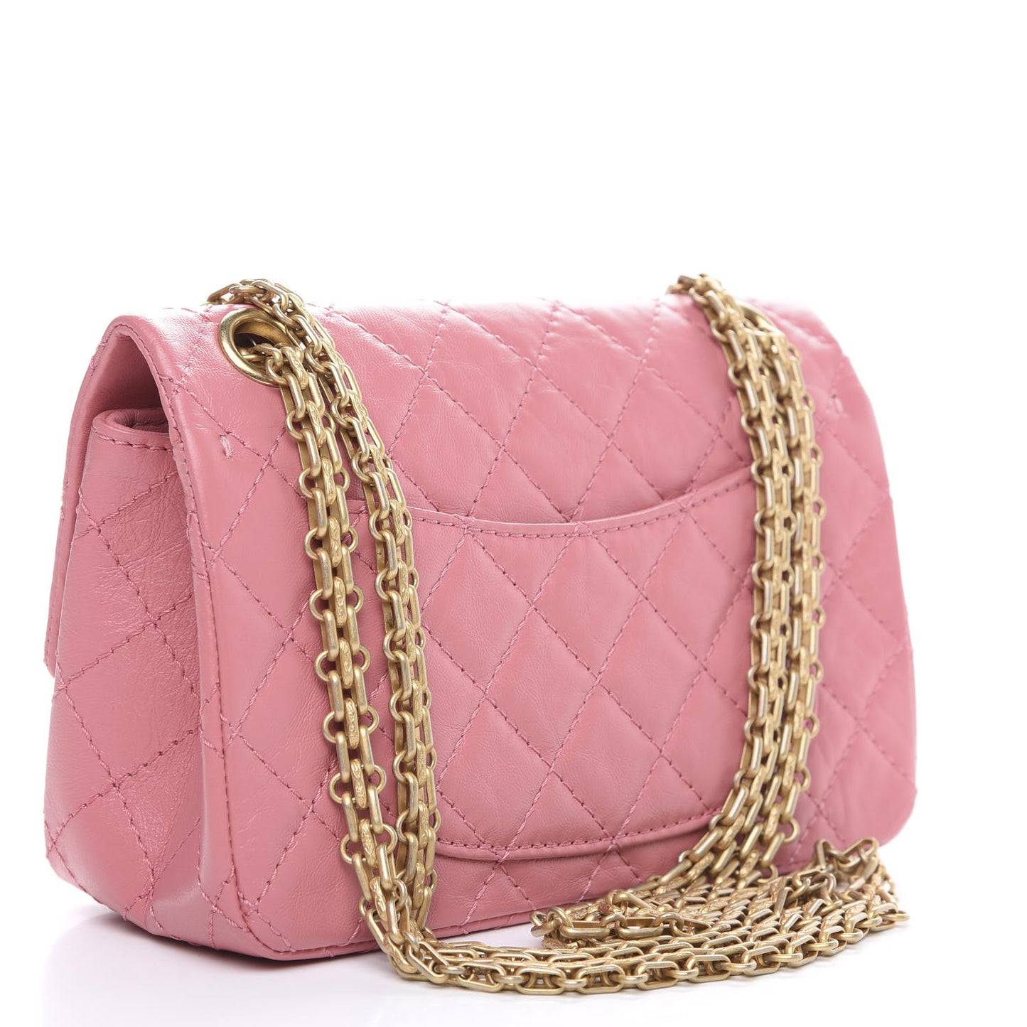 Aged Calfskin Quilted 2.55 Reissue Mini Flap Pink