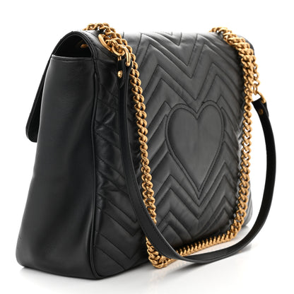 Gucci Calfskin Matelasse Large GG Marmont Shoulder Bag Black 3 of 11