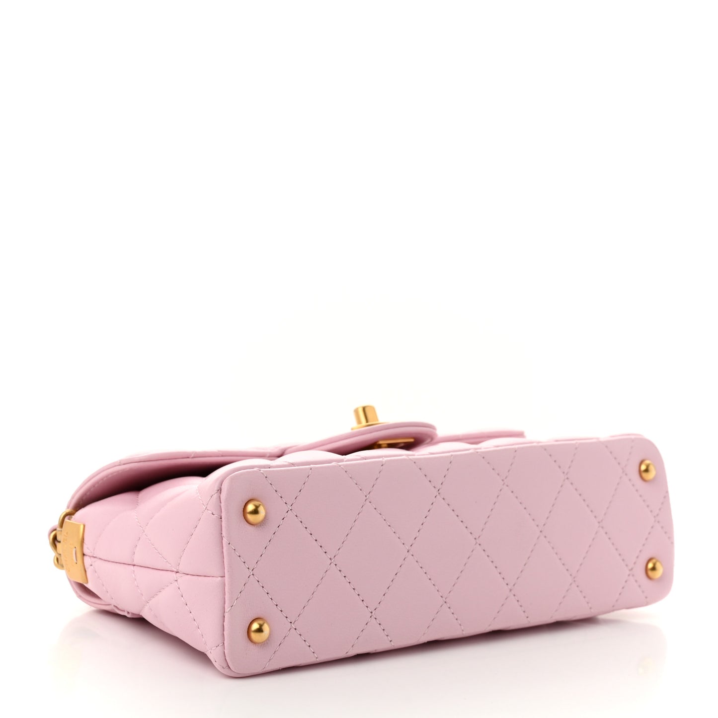Lambskin Quilted Mini Flap Top Handle Bag Light Pink