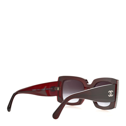 Chanel Acetate Rectangle Sunglasses 5435-A Burgundy 4 of 8