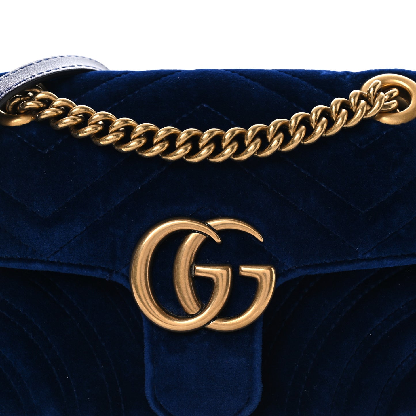 Velvet Matelasse Mini GG Marmont Shoulder Bag Cobalt Blue