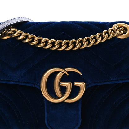 Gucci Velvet Matelasse Mini GG Marmont Shoulder Bag Cobalt Blue 8 of 11