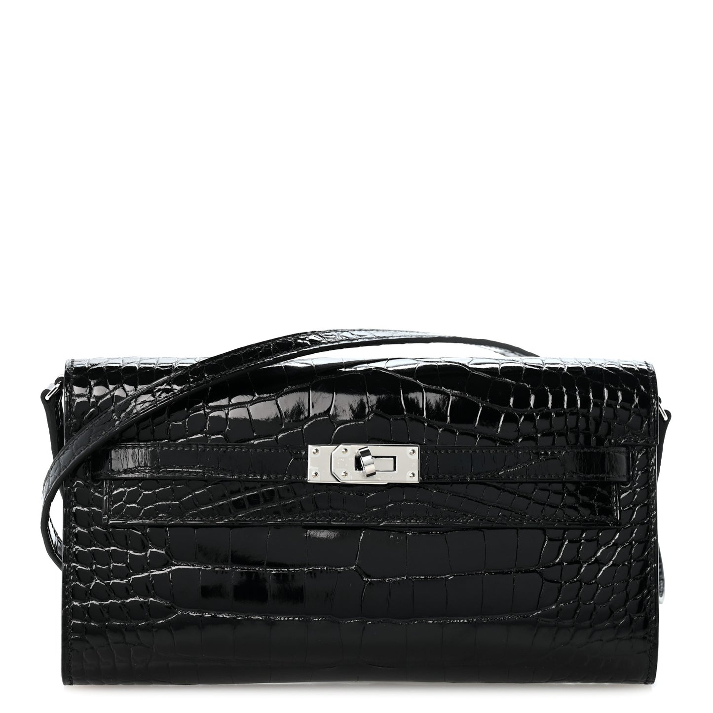 Shiny Alligator Kelly Wallet To Go Black