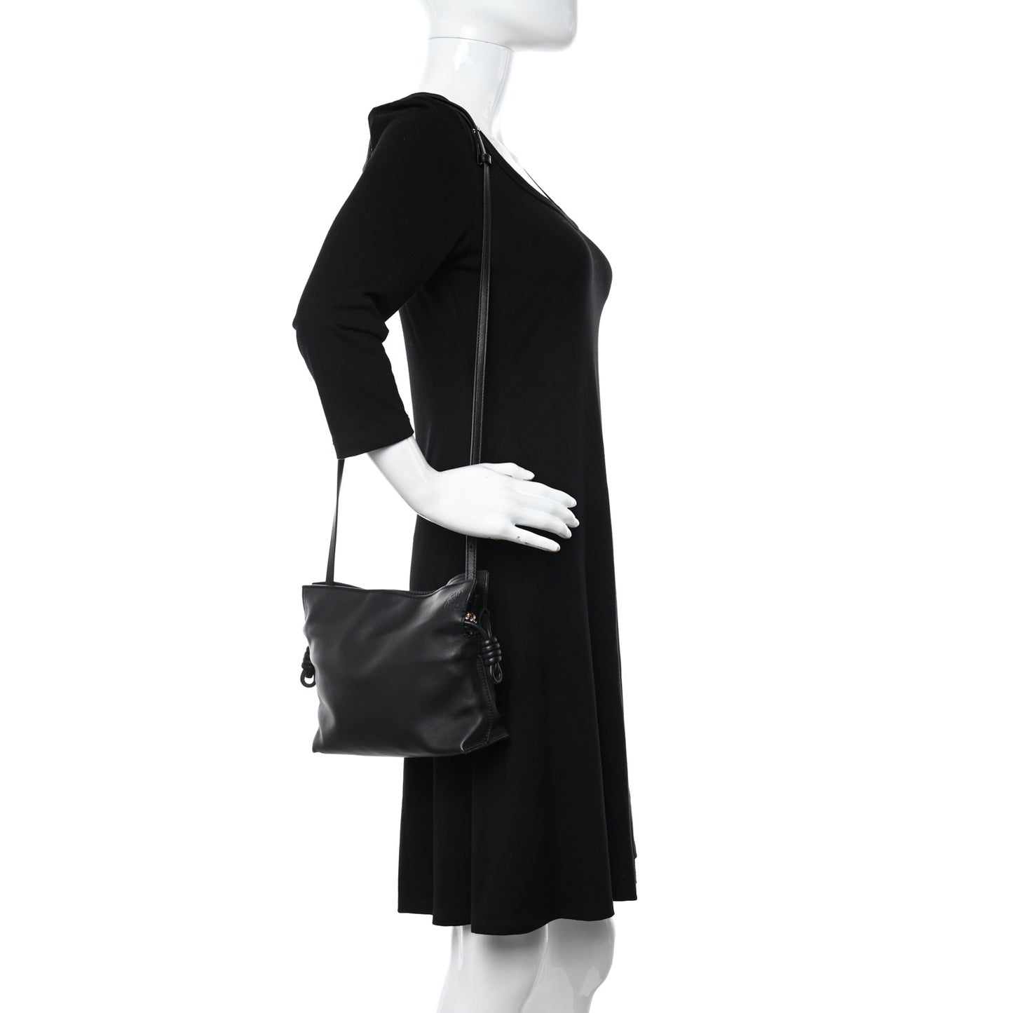 Nappa Calfskin Mini Flamenco Knot Clutch With Chain Black