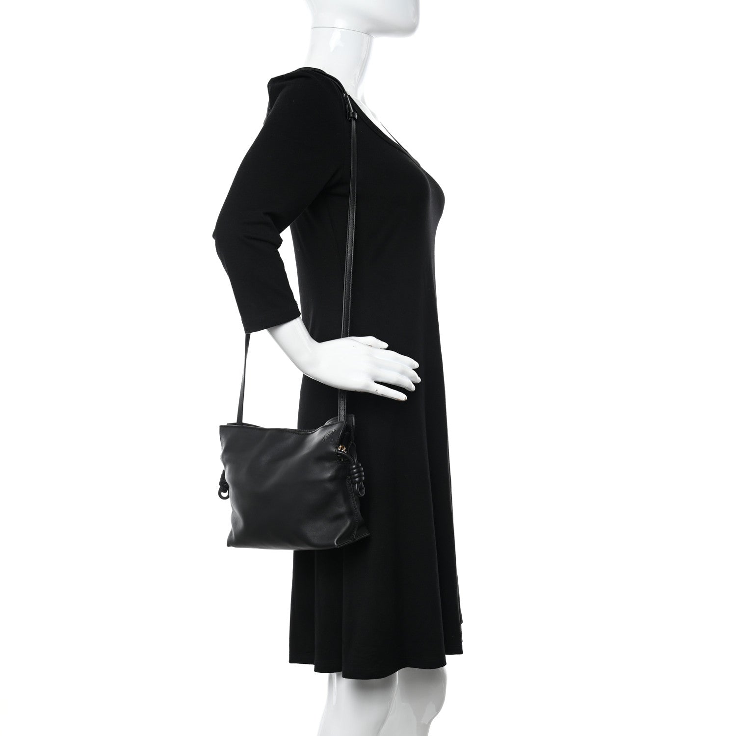 Loewe Nappa Calfskin Mini Flamenco Knot Clutch With Chain Black 2 of 13