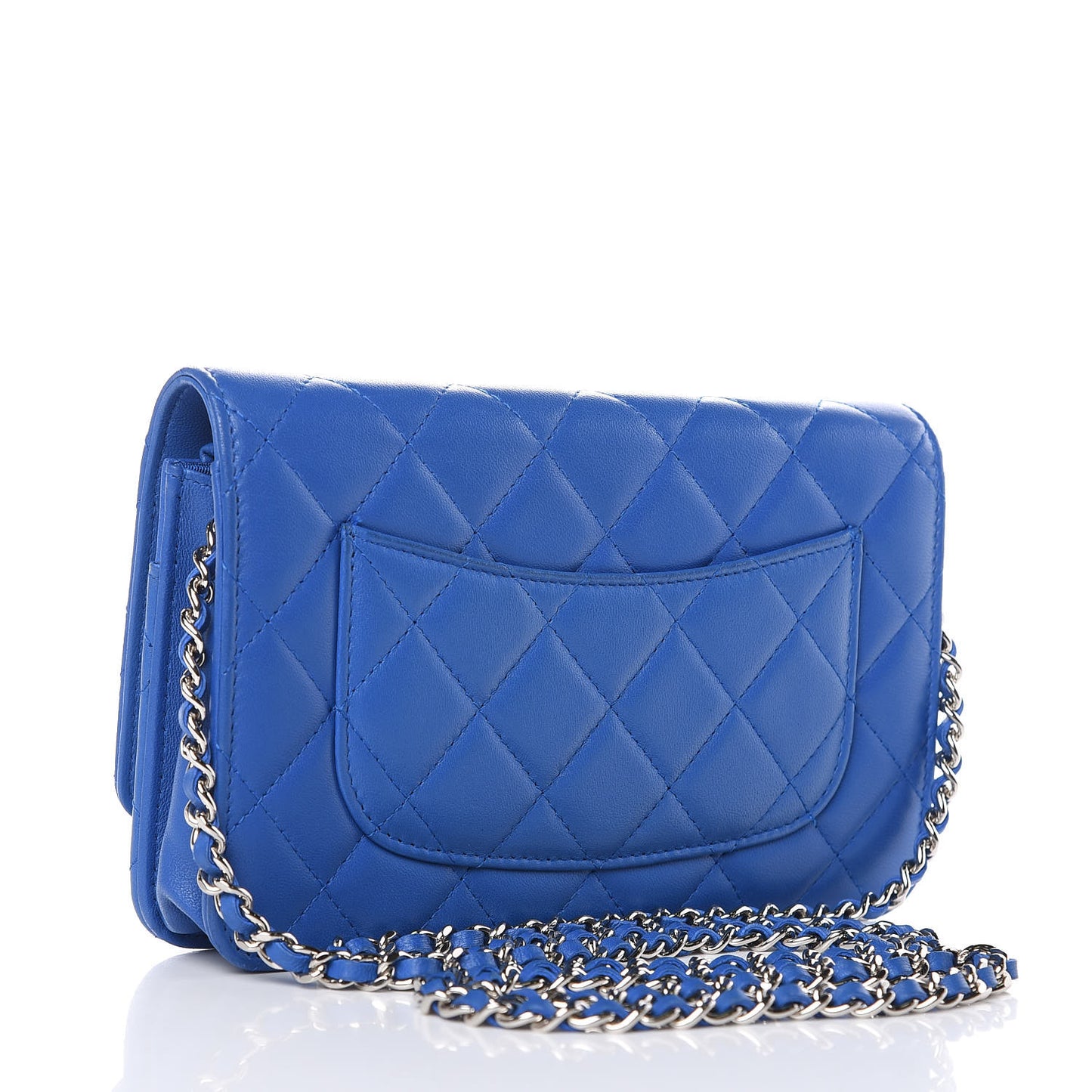 Lambskin Quilted Wallet On Chain WOC Bright Blue