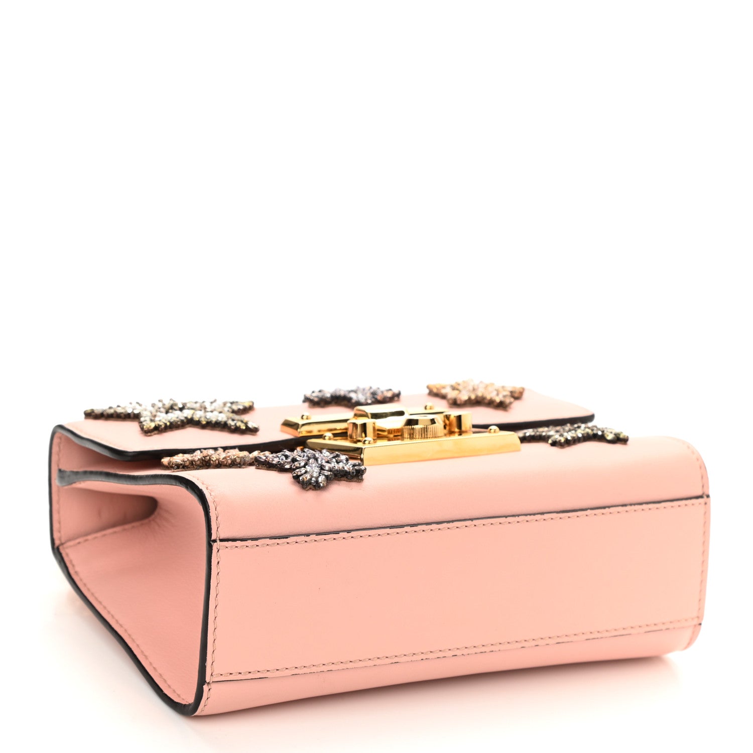 Gucci Calfskin Crystal Star Embroidered Small Padlock Shoulder Bag Perfect Pink Multicolor 4 of 8
