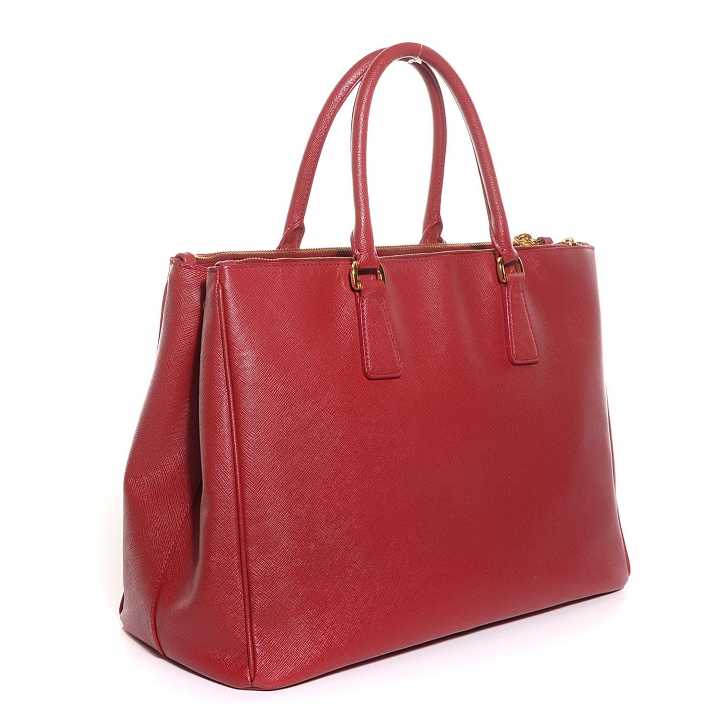 Saffiano Lux Large Double Zip Tote Fuoco