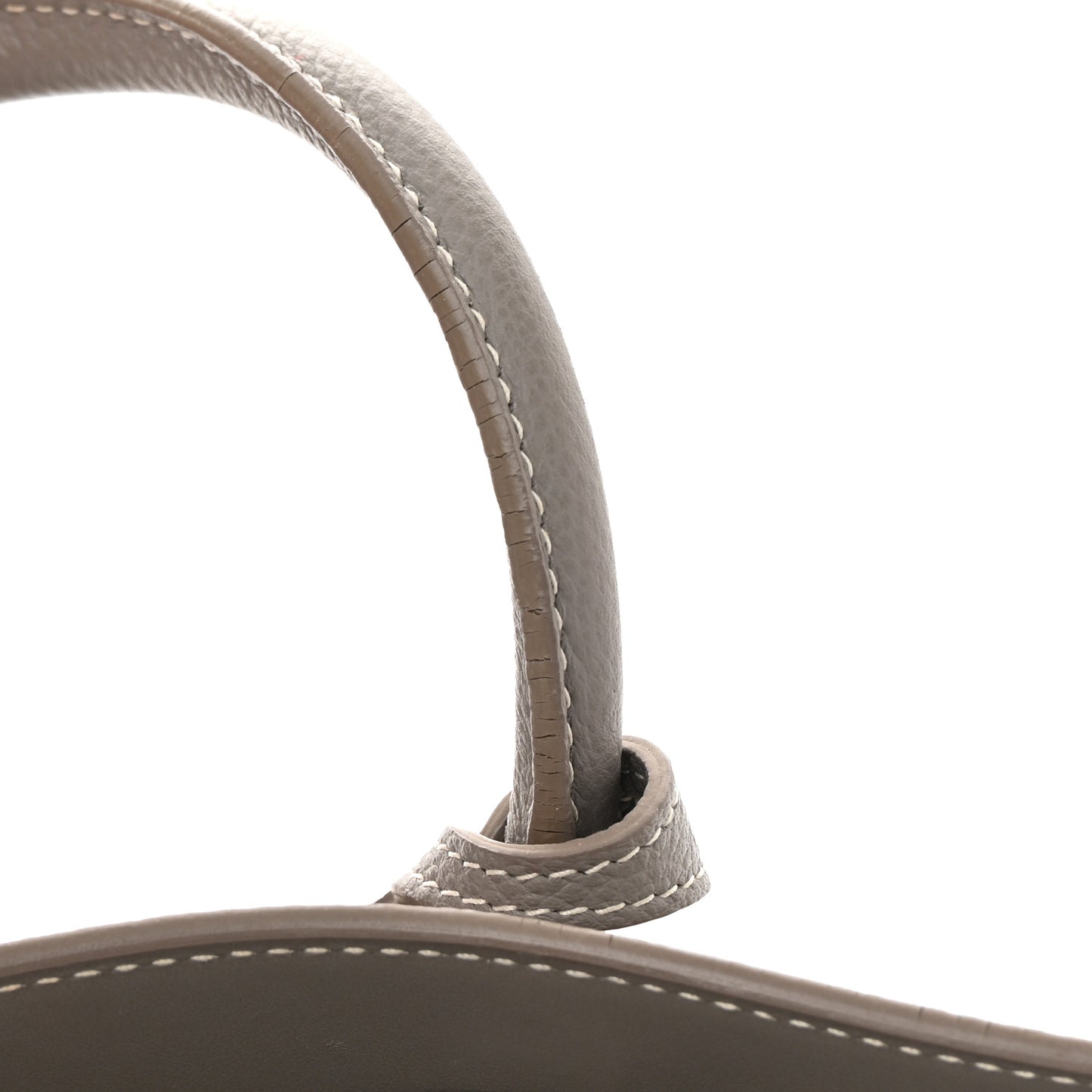 Grained Calfskin Topstich Baby Sac De Jour Fog