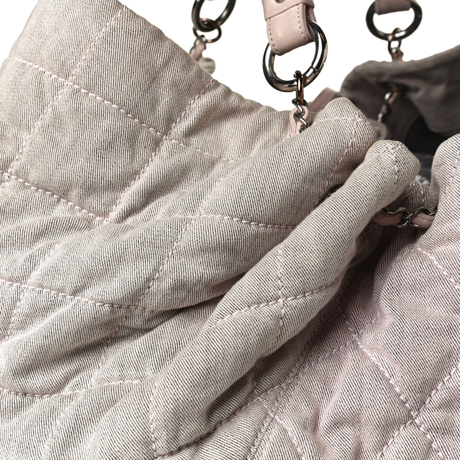 Chanel Denim Quilted Stretch Spirit Large Cabas Tote Light Pink 14 of 18