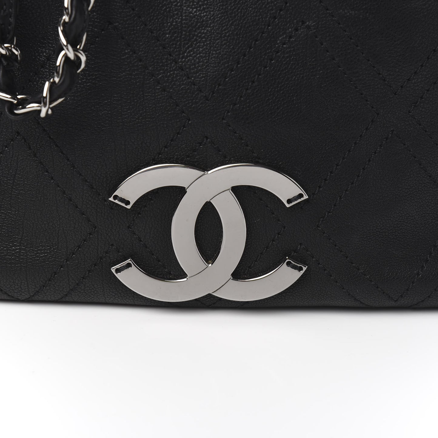 Calfskin Small Diamond Stitch Tote Black