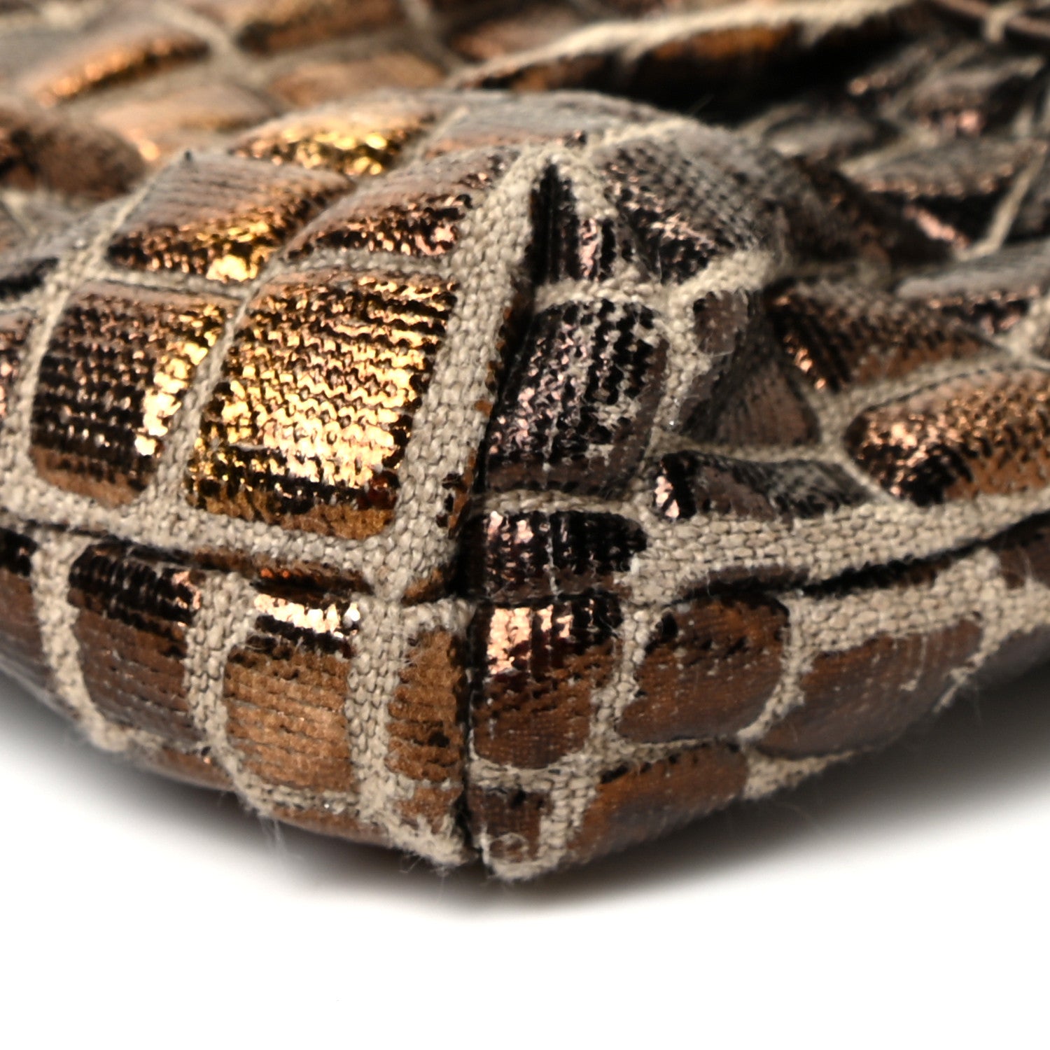 Fendi Metallic Canvas Crocodile Embossed Chef Shoulder Bag Bronze 8 of 11