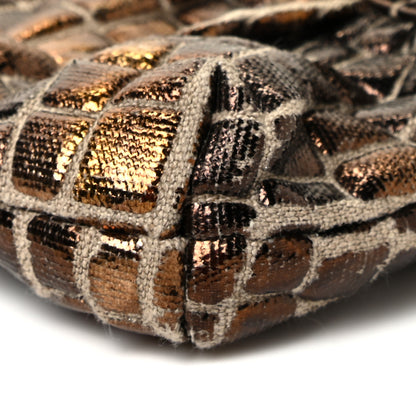 Fendi Metallic Canvas Crocodile Embossed Chef Shoulder Bag Bronze 8 of 11