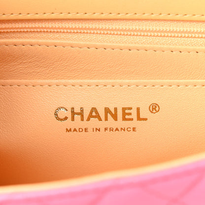 Chanel Lambskin Quilted Mini Rectangular Flap Pink Yellow 6 of 10