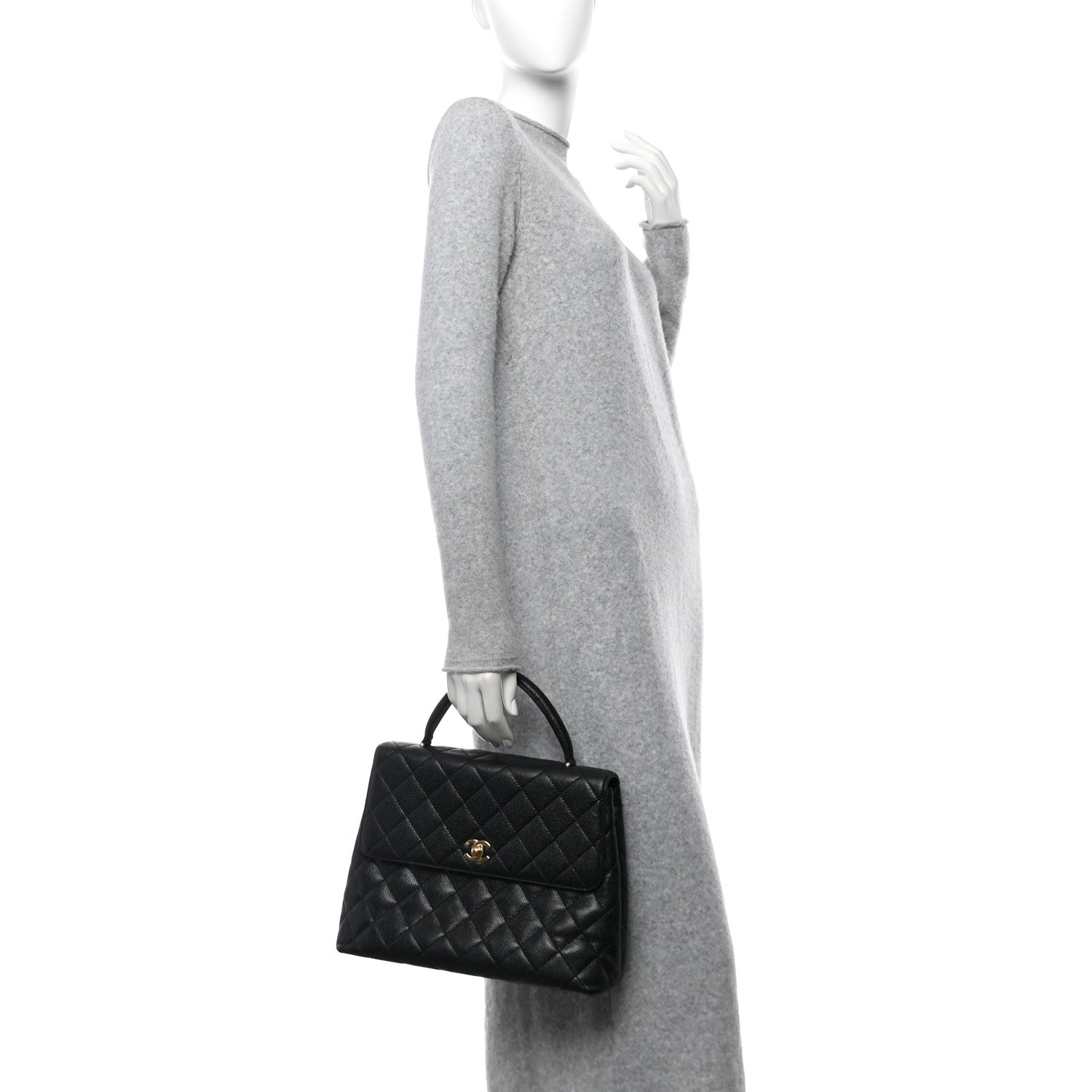 Chanel Caviar Quilted Jumbo Kelly Flap Black 2 of 11