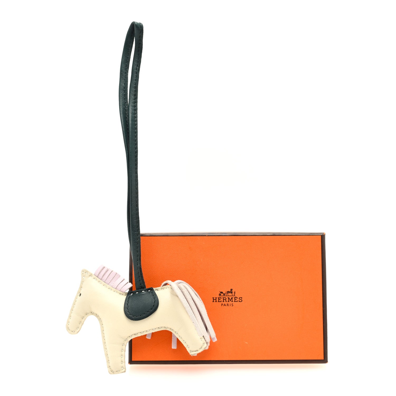 Hermes Milo Lambskin Grigri Rodeo Horse Bag Charm PM Craie Mauve Pale Vert Cypress 4 of 4