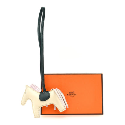 Hermes Milo Lambskin Grigri Rodeo Horse Bag Charm PM Craie Mauve Pale Vert Cypress 4 of 4