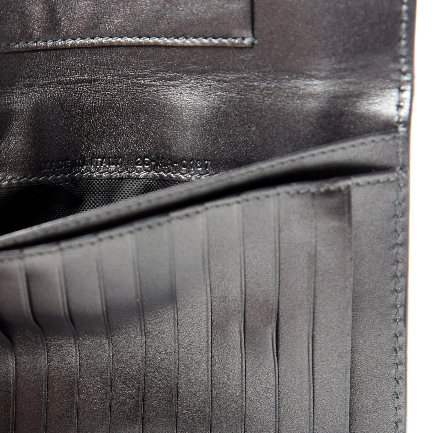 Metallic Grained Calfskin J'Adior Zip Pouch Gunmetal