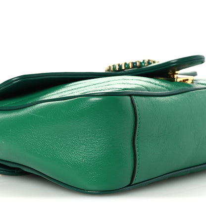 Gucci Azalea Calfskin Enamel Matelasse Diagonal Small Torchon GG Marmont Shoulder Bag New Shamarock Emerald 9 of 15