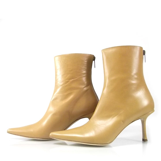 Jimmy Choo Leather Ankle Boots 38.5 Beige 2 of 6