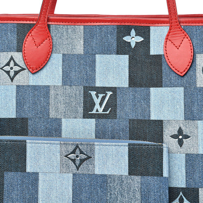 Louis Vuitton Denim Damier Monogram Patchwork Neverfull Blue Rouge 11 of 11