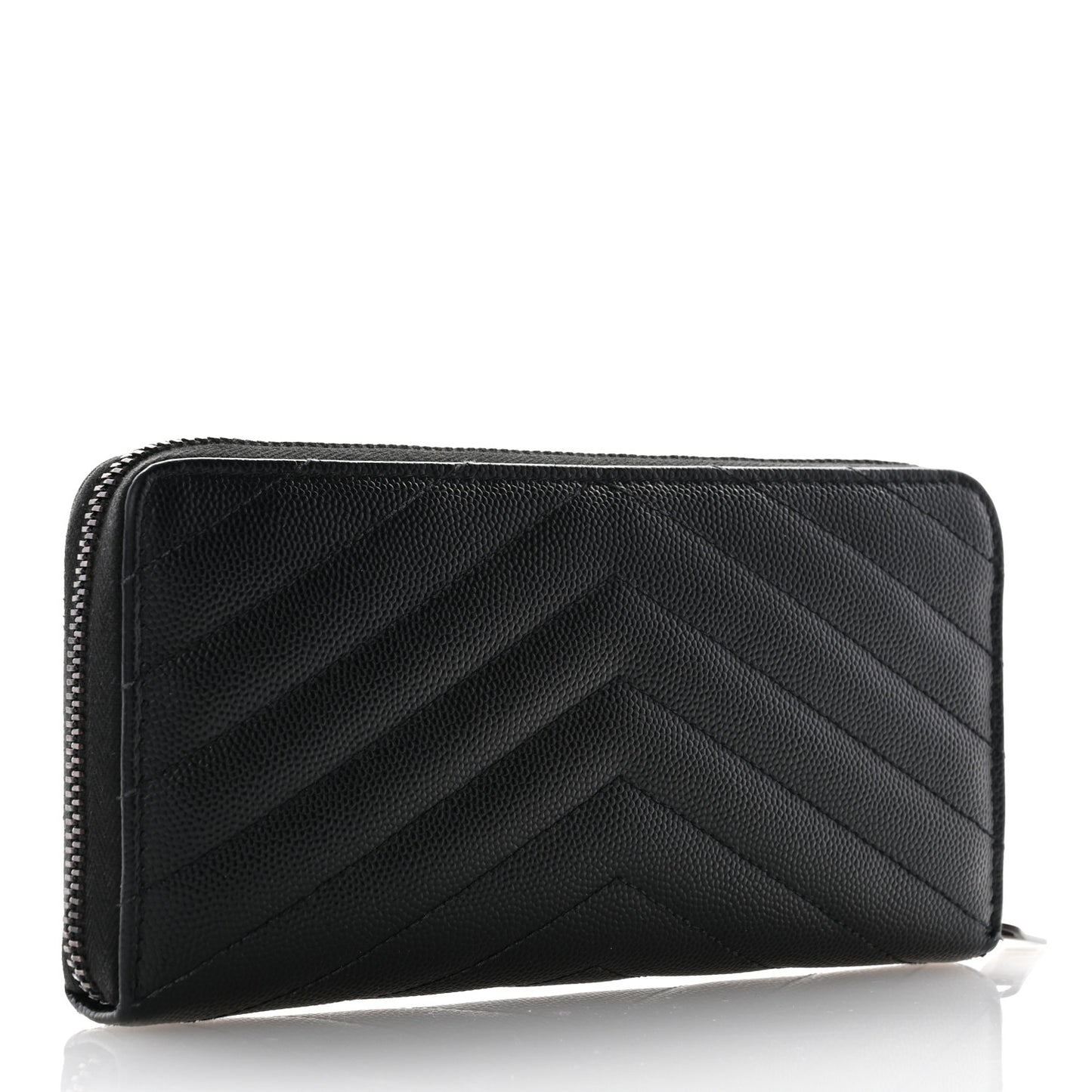 Grain De Poudre Matelasse Chevron Monogram Monochrome Zip Around Wallet Black