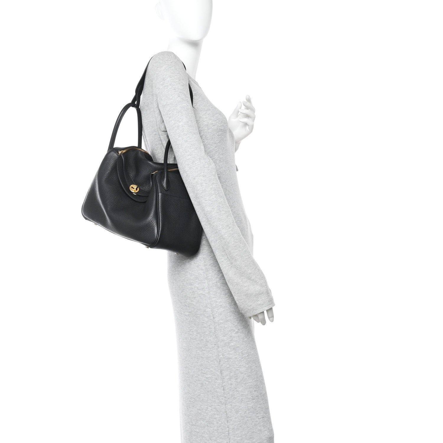 Hermes Taurillon Clemence Lindy 30 Black 2 of 14